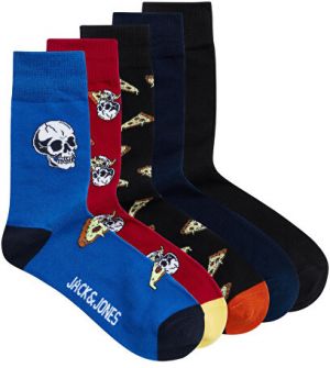 Jack&Jones 5 PACK - pánske ponožky JACSLICE 12194856 Navy Blazer
