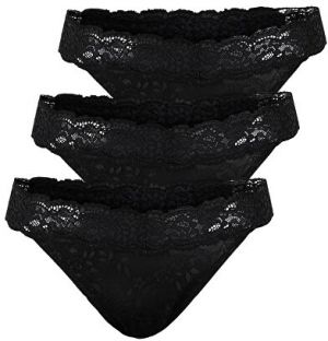 Pieces 3 PACK - dámska tangá PCELSY 17119040 Black S