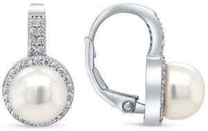 Brilio Silver Nežné strieborné náušnice s perlou a zirkónmi EA93