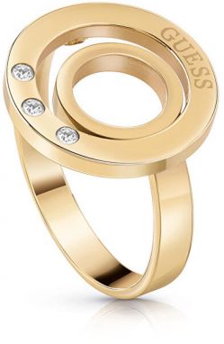 Guess Pozlátený prsteň s kryštálmi UBR29007 54 mm