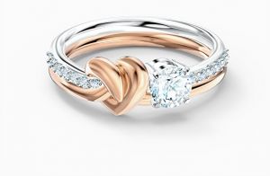 Swarovski Luxusné bicolor prsteň s kryštálmi Lifelong Heart 5535403 58 mm