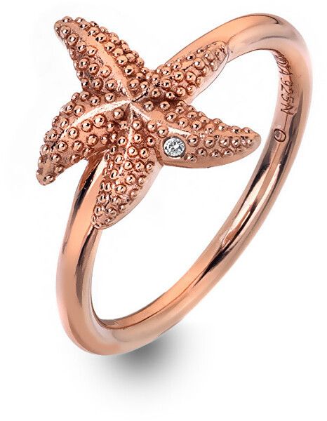 Hot Diamonds Luxusné ružovo pozlátený prsteň s pravým diamantom Daisy RG DR212 56 mm