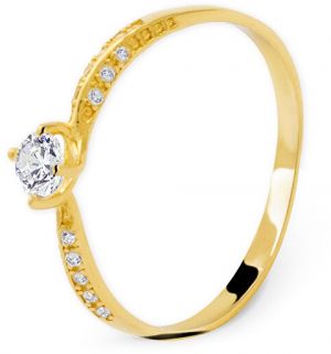 Beneto Exclusive Nežný prsteň zo žltého zlata so zirkónmi AUG0004-G 54 mm