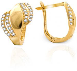 Beneto Exclusive Pôvabné zlaté náušnice so zirkónmi AUP0010-G-WH-0220