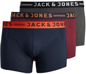 Jack&Jones PLUS 3 PACK - pánske boxerky JACLICHFIELD 12147592 Burgundy 5XL