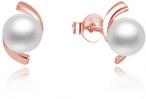 Beneto Elegantné bronzové perlové náušnice AGUP2668P-ROSE