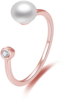 Beneto Otvorený bronzový prsteň s pravou sladkovodné perlou AGG467-RG