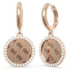 Guess Luxusné bronzové náušnice kruhy Round Harmony JUBE01158JWRG