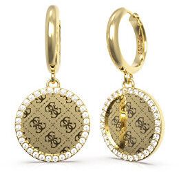 Guess Luxusné pozlátené náušnice kruhy Round Harmony JUBE01158JWYG