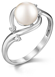 JVD Elegantný strieborný prsteň s pravou sladkovodné perlou SVLR0431XH2P1 52 mm