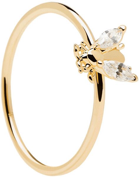 PDPAOLA Krásny pozlátený prsteň s nežnou včielkou BUZZ Gold AN01-218 50 mm