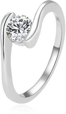 Beneto Elegantný strieborný prsteň s čírym zirkónom AGG367 58 mm