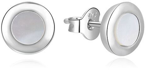 Beneto Minimalistické strieborné náušnice s perleťou AGUP2356L