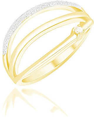 JVD Elegantný pozlátený prsteň so zirkónmi SVLR0393XH2GO 52 mm