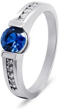Brilio Silver Očarujúce strieborný prsteň s modrým zirkónom RI022W 52 mm