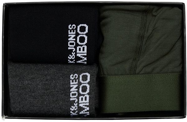 Jack&Jones Pánska sada - boxerky a ponožky JACBAMBOO 12198875 Forest Night M
