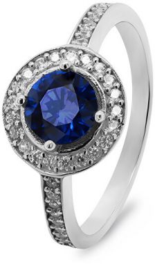 Brilio Silver Luxusný strieborný prsteň s modrým zirkónom RI026W 50 mm