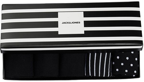 Jack&Jones 5 PACK - pánske ponožky JACWILLIS 12198030 Black