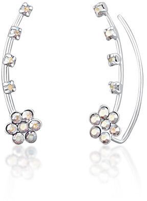 JwL Luxury Pearls Kvetinové pozdĺžne náušnice s kryštálmi JL0722