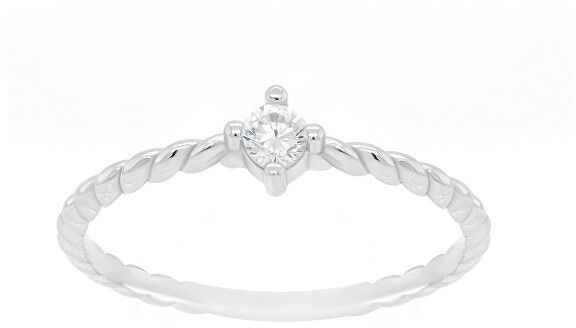 Brilio Silver Strieborný minimalistický prsteň so zirkónom GR022W 50 mm