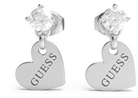 Guess Romantické oceľové náušnice s príveskami Heart to Heart JUBE01083JWRHT/U