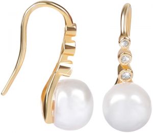 JwL Luxury Pearls Pozlátené strieborné visiace náušnice s pravou perlou JL0411