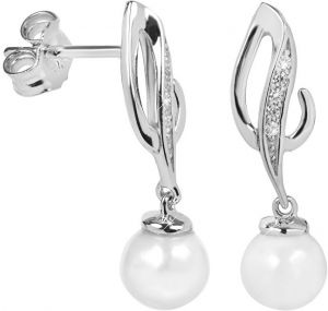 Silver Cat Elegantné náušnice so zirkónmi a perličkou SC284