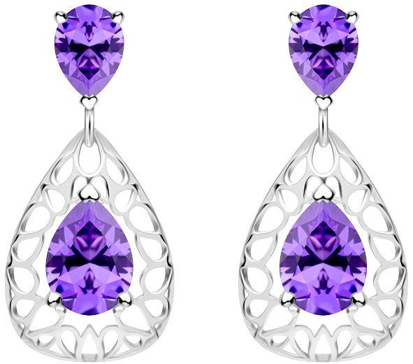 Preciosa Elegantné strieborné náušnice Lyra Violet 5261 56