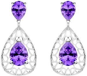 Preciosa Elegantné strieborné náušnice Lyra Violet 5261 56