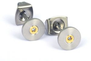 Boccia Titanium Pozlátené titánové náušnice s diamantom 0545-02