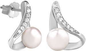 Silver Cat Elegantné náušnice so zirkónmi a perličkou SC298