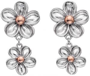 Hot Diamonds Strieborné kvietkované náušnice s diamantmi Forget me not DE617