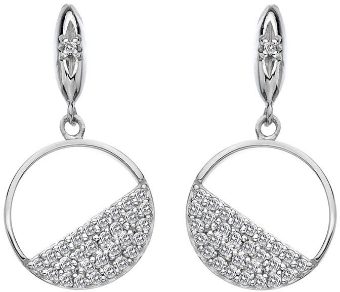 Hot Diamonds Strieborné kruhové náušnice s diamantmi Horizon Topaz DE621