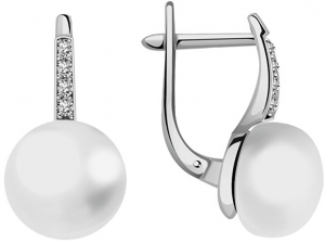 JVD Pôvabné perlové náušnice so zirkónmi SVLE0874XH2P100