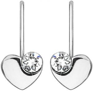 Evolution Group Strieborné srdiečkové náušnice s kryštálmi Swarovski 31299.1 bielej