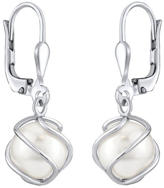 Silvego Elegantné visiace náušnice so Swarovski ® Perlou SILVEGOBP31644