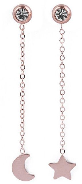 Vuch Dlhé asymetrické bronzové náušnice Infinity Rosegold