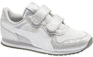 Strieborné tenisky na suchý zips Puma Cabana Racer GLITZ V