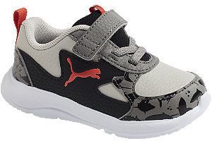 Sivo-čierne detské tenisky na suchý zips Puma Fun Racer Shark Ac Inf