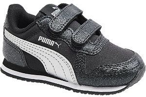 Čierne detské tenisky na suchý zips Puma Cabana Racer Glitz V Inf