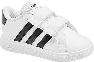 Biele detské tenisky na suchý zips Adidas Grand Court 2.0 CF I