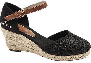 Čierne espadrilky na klinovom podpätku Tom Tailor