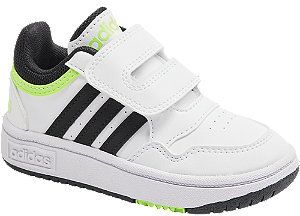 Biele detské tenisky na suchý zips Adidas Hoops 3.0 Cf I