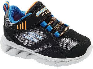 Čierne detské tenisky na suchý zips so svetielkom Skechers