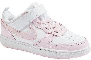 Ružovo-biele detské tenisky na suchý zips Nike Court Borough Low 2