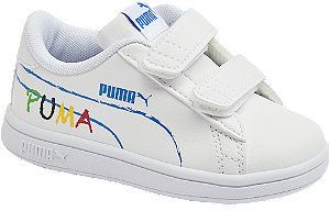 Biele detské tenisky na suchý zips Puma Smash v2 Home School V Inf