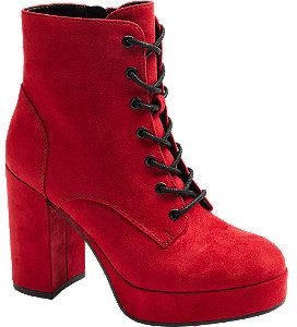 Červená šnurovacia obuv so zipsom Catwalk