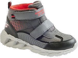 Sivé členkové tenisky na suchý zips so svetielkom Skechers