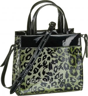 Kendall + Kylie - Čierna lakovaná kabelka so zvieracím vzorom Kendall + Kylie
