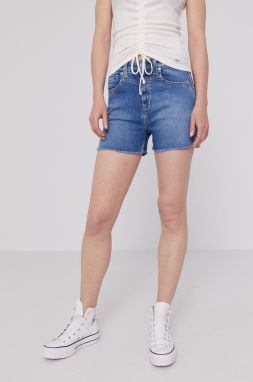 Rifľové krátke nohavice Pepe Jeans Mary Archive dámske, jednofarebné, vysoký pás